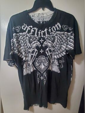 Affliction Black Short-Sleeve Graphic Winged Shield Tee Size 2X